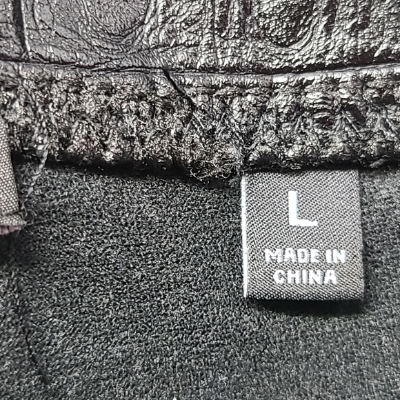 7 For All Mankind Croc Embossed Faux Leather Pants Black High Waist L - Picture 6 of 8